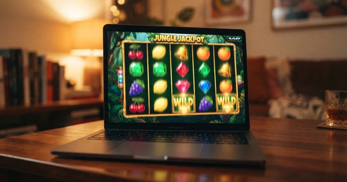 A grid of colourful online pokie reels with RTP percentages overlaid on each title